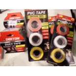Three packs of Dekton new old stock PVC tape and three packs of duct tape. P&P Group 1 (£14+VAT