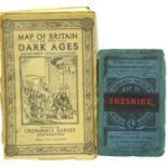 Bartholomew map of Cheshire and an ordnance survey Dark Ages map, both in poor condition. P&P