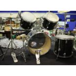 Millenium full size drum kit in black, lacking snare. Not available for in-house P&P, contact Paul