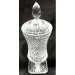 Cavan Irish Crystal bonboniere and cover, H: 32 cm. Not available for in-house P&P, contact Paul O'