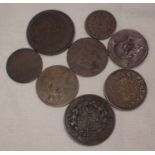 Mixed 19th century copper world coins (8). P&P Group 1 (£14+VAT for the first lot and £1+VAT for