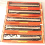 Five Hornby BR MK 4 coaches Intercity livery, two R405, three R407, some renumbered, 11208, 11214,