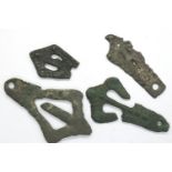 Bronze and Iron Age strap ends/brooches, circa 4th century AD. P&P Group 1 (£14+VAT for the first
