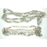 Two 925 silver Figaro necklaces, combined 27g. P&P Group 1 (£14+VAT for the first lot and £1+VAT for