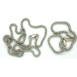 Boxed 925 silver necklace and bracelet set, necklace L: 42 cm, bracelet L: 18 cm. P&P Group 1 (£14+
