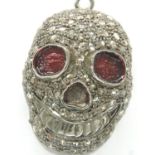 925 silver and rose cut diamond skull pendant, H: 20 mm. P&P Group 1 (£14+VAT for the first lot