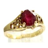 9ct gold ruby ring set with diamond shoulders, size N/O, 3.5g. P&P Group 1 (£14+VAT for the first
