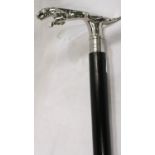 Chrome Jaguar car mascot walking stick, L: 90 cm. P&P Group 3 (£25+VAT for the first lot and £5+