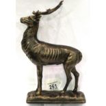 Bronzed cast iron figure of a stag, H: 29 cm. P&P Group 2 (£18+VAT for the first lot and £3+VAT