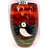 Anita Harris Puffin vase, signed in gold, H: 19 cm. No cracks, chips or visible restoration. P&P