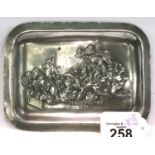 Silver plated embossed dish, L: 16 cm. P&P Group 2 (£18+VAT for the first lot and £3+VAT for