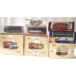 Eight Corgi buses, including; 96995 Ian Allan two vehicle set and 97071 Devon, mostly boxed. P&P