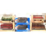 Six 1/72 scale Oxford diecast buses and coaches, including two RAF Commer Commando buses for