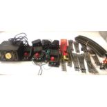 Four Hornby controllers, track and points, signal box, signal and buffer stops. P&P Group 1 (£14+VAT