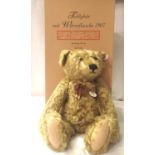 Steiff Bears, teddy bear with hot water bottle, replica of 1907 bear, metal canister in tummy, can