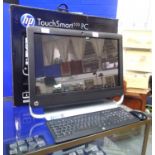 HP Touchsmart 520 all in one PC, boxed with wireless keyboard and mouse, lacking power supply. P&P