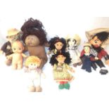 Nine assorted vintage dolls including Cabbage Patch, Rosie, Worzel etc. P&P Group 1 (£14+VAT for the
