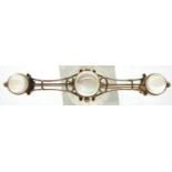 Antique 9ct gold and three moonstone brooch, L: 40 mm, 4.0g. P&P Group 1 (£14+VAT for the first