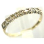 9ct gold half eternity ring set with white stones, size M, 1.1g. P&P Group 1 (£14+VAT for the
