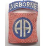 American WWII US Army 82nd Airborne Division badge, faded. P&P Group 1 (£14+VAT for the first lot