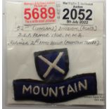 WWII 52nd Lowland Division (later 21st Army Group: Mountain Troops) embroided shoulder title. P&P