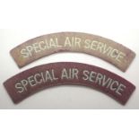 British WWII SAS Special Air Service pair of embroidered shoulder titles, faded. P&P Group 1 (£14+