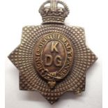 British WWI 1st Kings Dragoon Guards cap badge, first pattern. P&P Group 1 (£14+VAT for the first