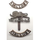 British WWI Kings Own cap badge and shoulder titles. P&P Group 1 (£14+VAT for the first lot and £1+
