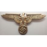 German WWII pressed metal cap Eagle, makers mark indistinct. P&P Group 1 (£14+VAT for the first