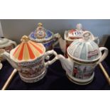 Four Sadler novelty teapots. Not available for in-house P&P, contact Paul O'Hea at Mailboxes on