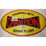 Cast iron Champion Spark Plug sign, D: 23 cm. P&P Group 2 (£18+VAT for the first lot and £3+VAT