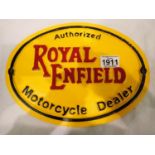 Cast iron Royal Enfield plaque. P&P Group 2 (£18+VAT for the first lot and £3+VAT for subsequent