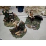 Three Leonardo figurines of farming scenes. Not available for in-house P&P, contact Paul O'Hea at