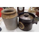 Large Denby Arabesque lidded cooking pot and a kitchen storage jar. Not available for in-house P&