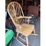 Beech modern rocking chair. Not available for in-house P&P, contact Paul O'Hea at Mailboxes on 01925