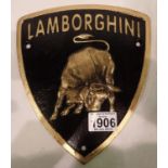 Cast iron Lamborghini plaque, 24 x 26 cm. P&P Group 2 (£18+VAT for the first lot and £3+VAT for
