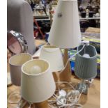 Five mixed table lamps. Not available for in-house P&P, contact Paul O'Hea at Mailboxes on 01925