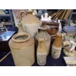 Collection of mixed stoneware flagons and pots. Not available for in-house P&P, contact Paul O'Hea