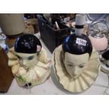 Large cast bust of Pierrot and a similar example lamp. Not available for in-house P&P, contact