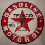 Cast iron Texaco wall plaque, D: 20 cm. P&P Group 2 (£18+VAT for the first lot and £3+VAT for