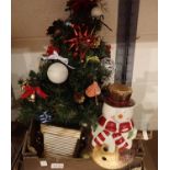 Mixed Christmas decorations including a biscuit barrel. Not available for in-house P&P, contact Paul