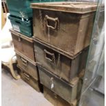 Seven large vintage metal storage boxes, 60 x 60 x 40 cm each. Not available for in-house P&P,