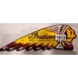 Cast iron Indian Motorcycles plaque, 30 x 15 cm H. P&P Group 2 (£18+VAT for the first lot and £3+VAT