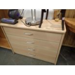 A melamine chest of four drawers. Not available for in-house P&P, contact Paul O'Hea at Mailboxes on