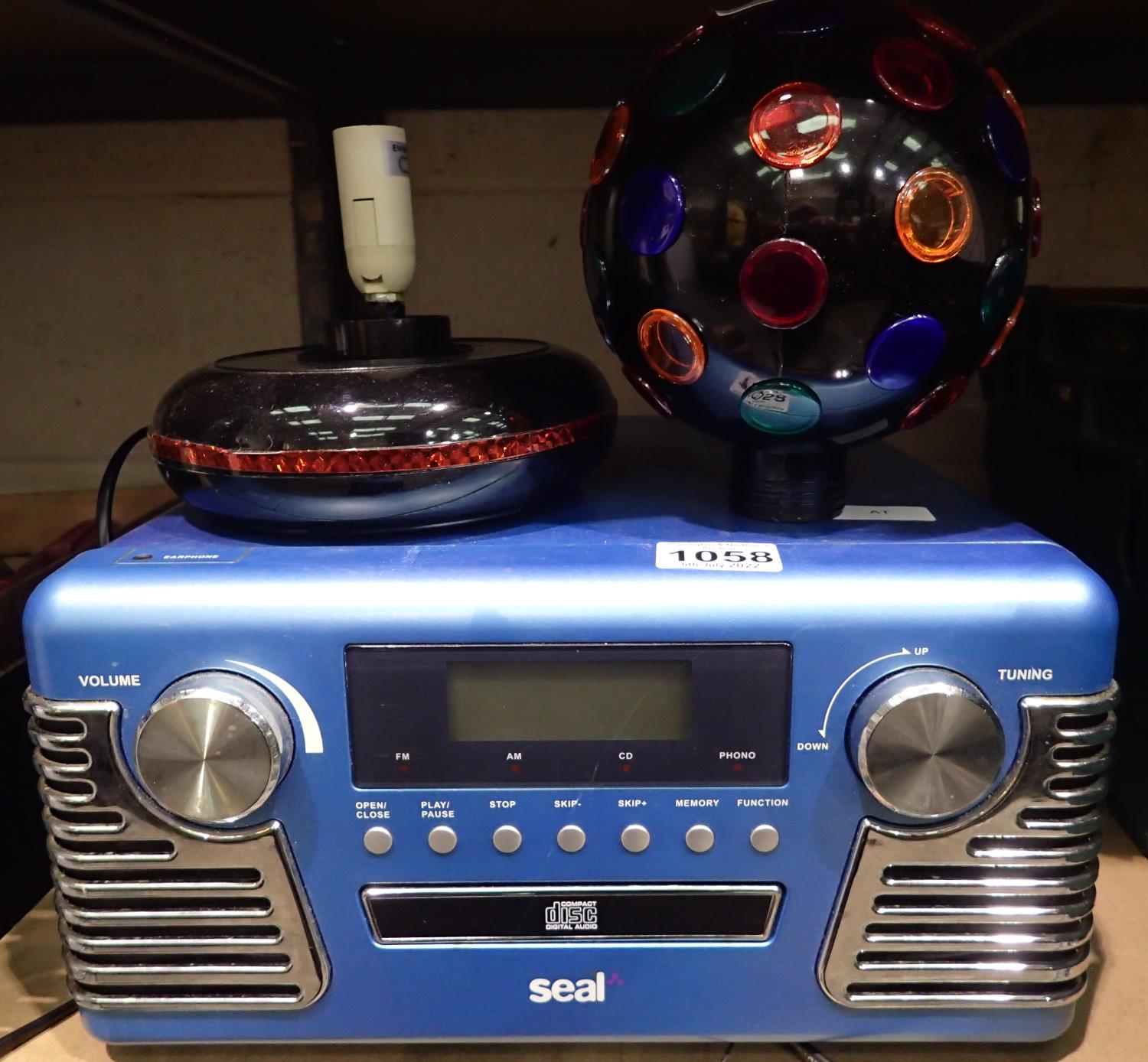 A 6 inch plug in disco ball with a Seal music/ record player. Not available for in-house P&P,