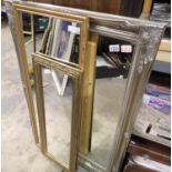 Two gilt framed mirrors, largest 100 x 60 cm. Not available for in-house P&P, contact Paul O'Hea