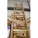 Wooden twenty six ring extending ladders. Not available for in-house P&P, contact Paul O'Hea at