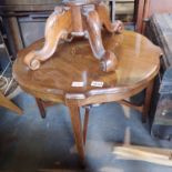 An Edwardian inlaid walnut parlour table, D: 68 cm, H: 47 cm. Not available for in-house P&P,