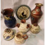 Six pieces of ceramic Motto ware. Not available for in-house P&P, contact Paul O'Hea at Mailboxes on