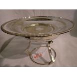 Silver plated ecclesiastical wafer dish and stand, D: 15 cm. No chips or hairline cracks, light